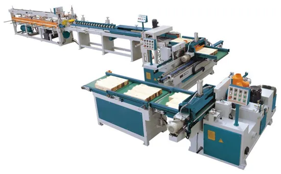 Línea de producción de juntas de dedo completamente automática (formador de espigas/encolado/ensambladora de espigas) Línea de producción de juntas de dedo completamente automática para madera